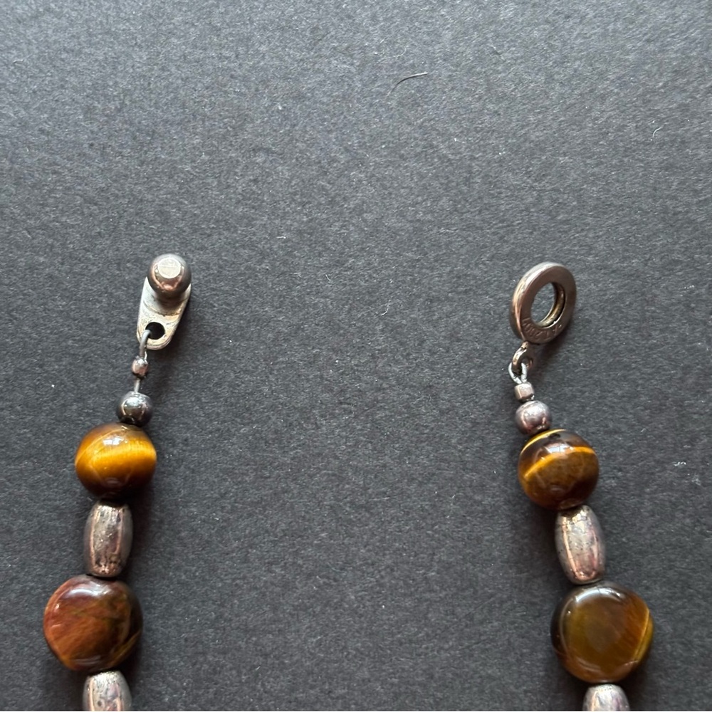 Tiger’s Eye Silver Beaded Bracelet | Ball Hitch Closure | 6.25 IN - Picture 5 of 7